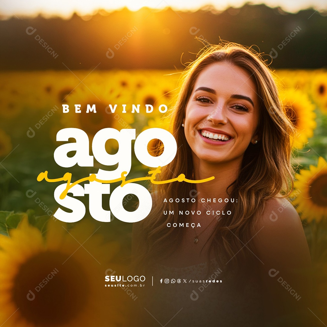 Bem Vindo Agosto Social Media PSD Editável