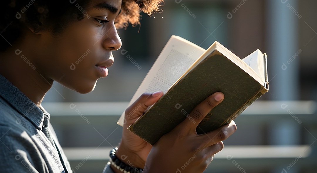 Pessoa jovem lendo livro