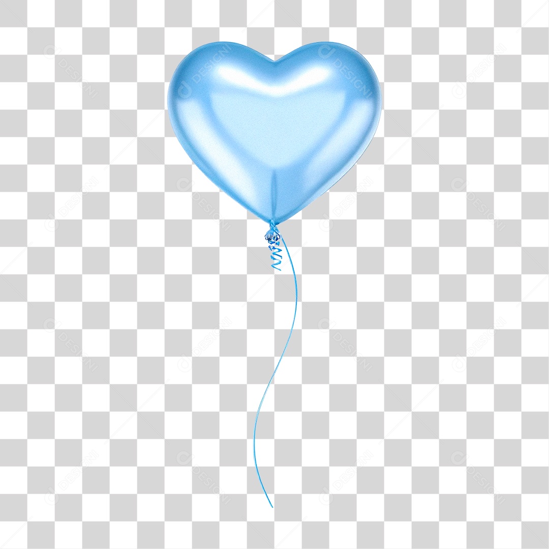Balão Azul de Coração PNG Transparente