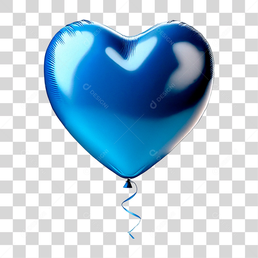 Balão Azul de Coração PNG Transparente