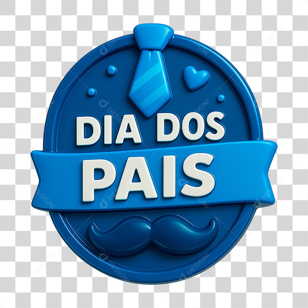 Selo 3D Dia dos Pais PNG Transparente