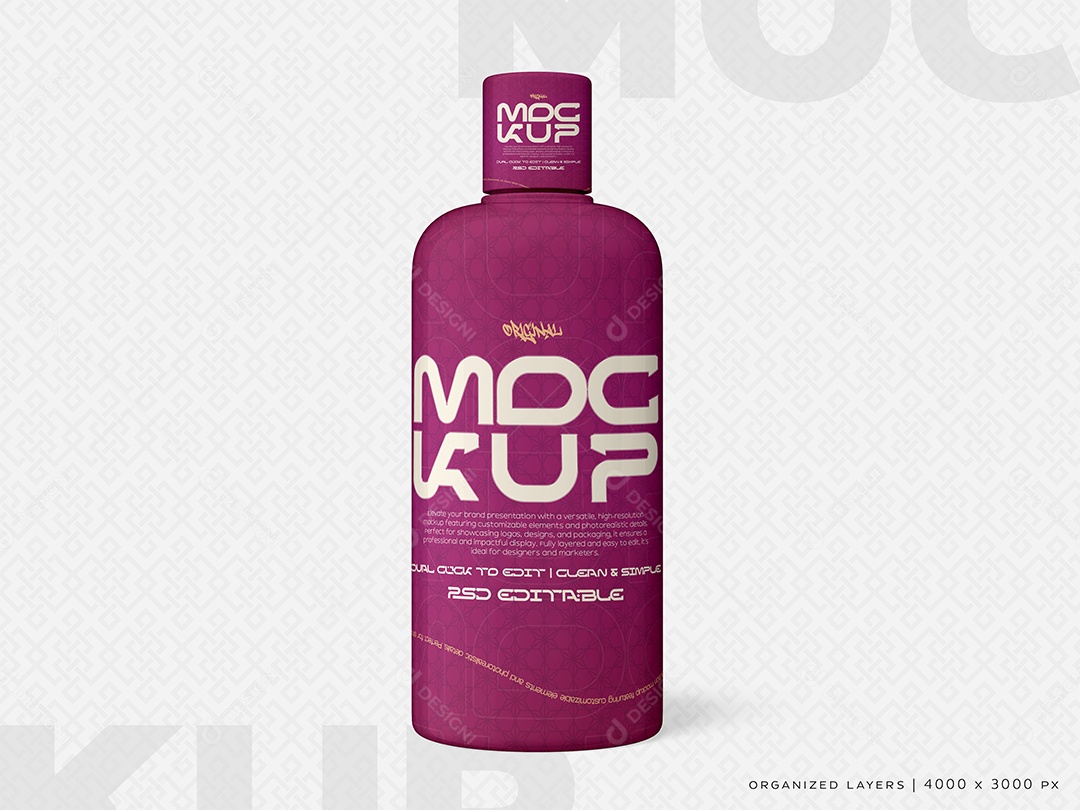 Garrafa de Vidro Mockup PSD Editável