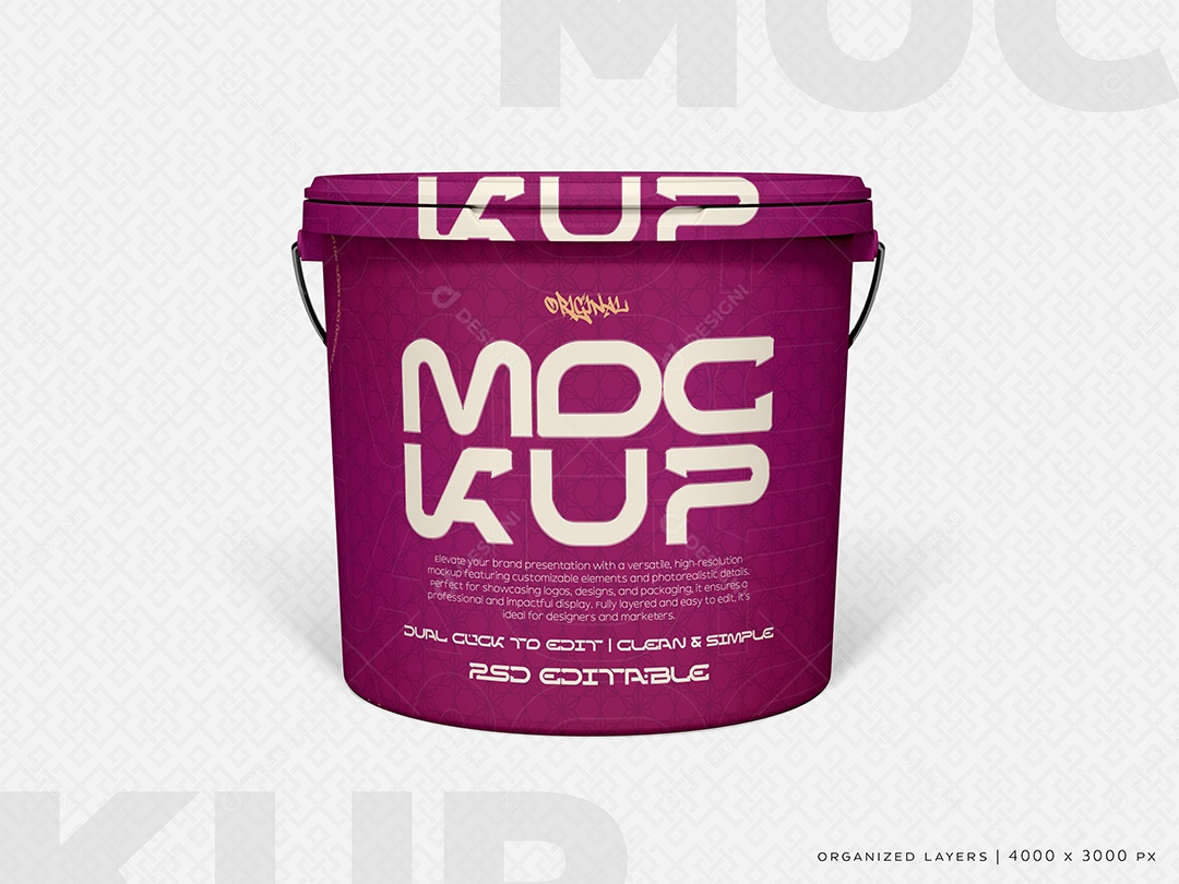 Balde de plástico Mockup PSD Editável