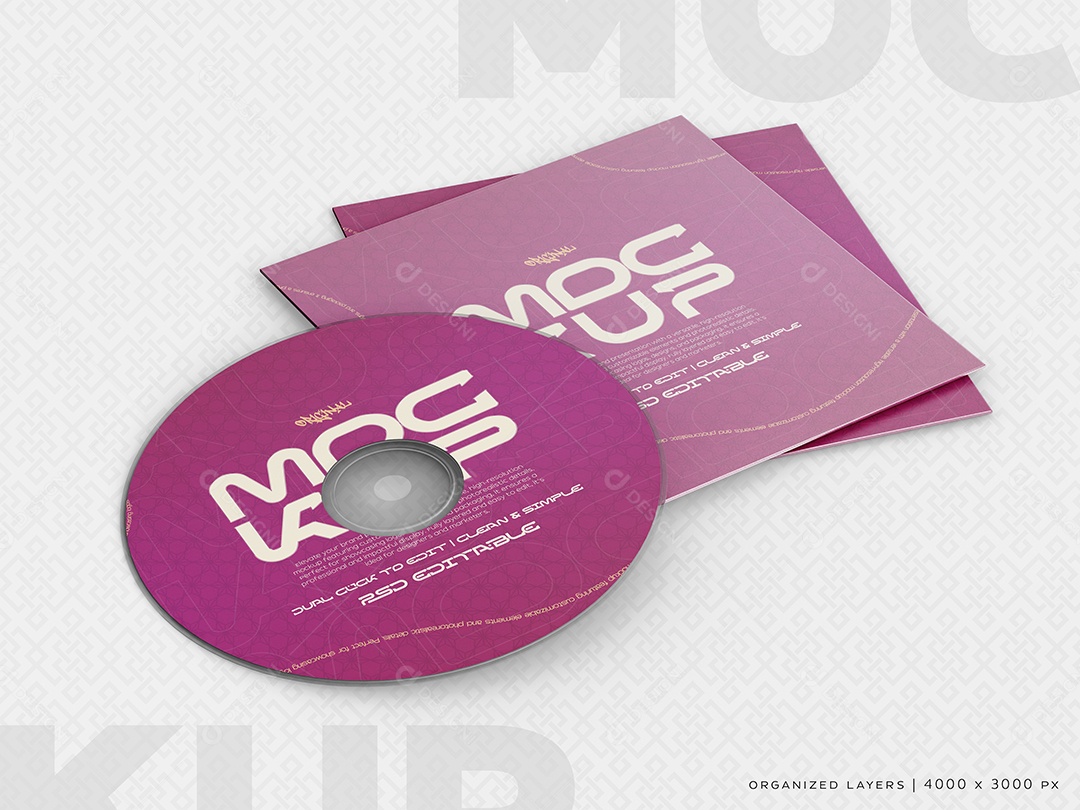 Disco de CD Mockup PSD Editável