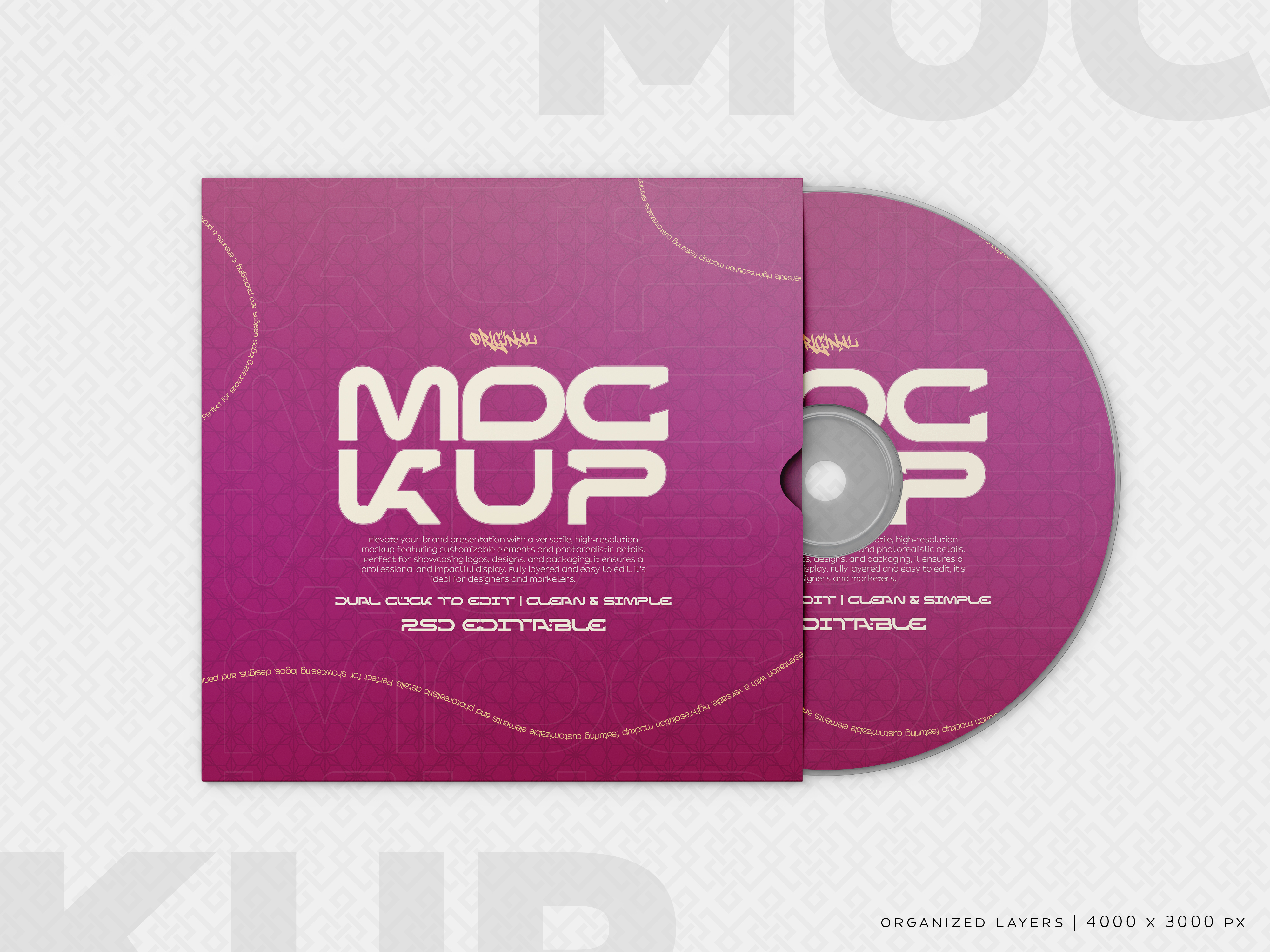 Disco de CD Mockup PSD Editável