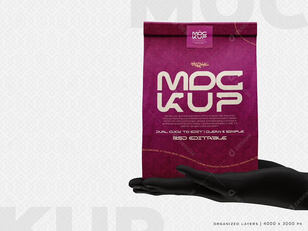 Embalagem Pacote Mockup PSD Editável