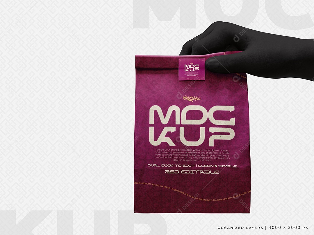 Embalagem Pacote Mockup PSD Editável