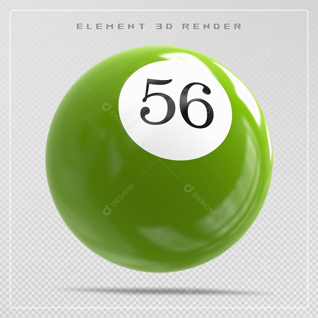 Bola de Bilhar Número 56 Verde Elemento 3D para Composição PSD