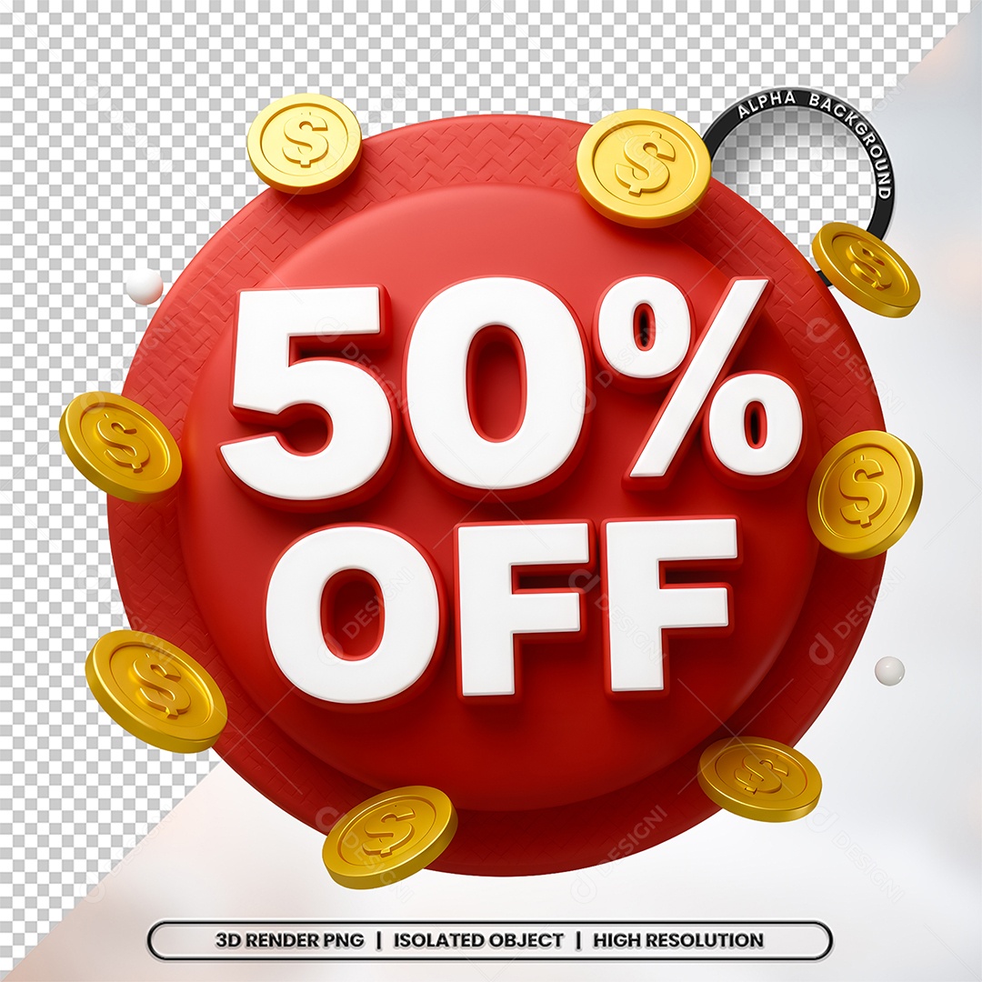 Elemento 3D 50% Off Para Composição PSD