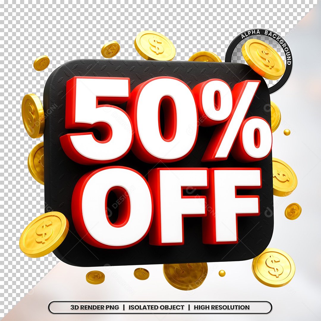 Elemento 3D 50% Off Para Composição PSD