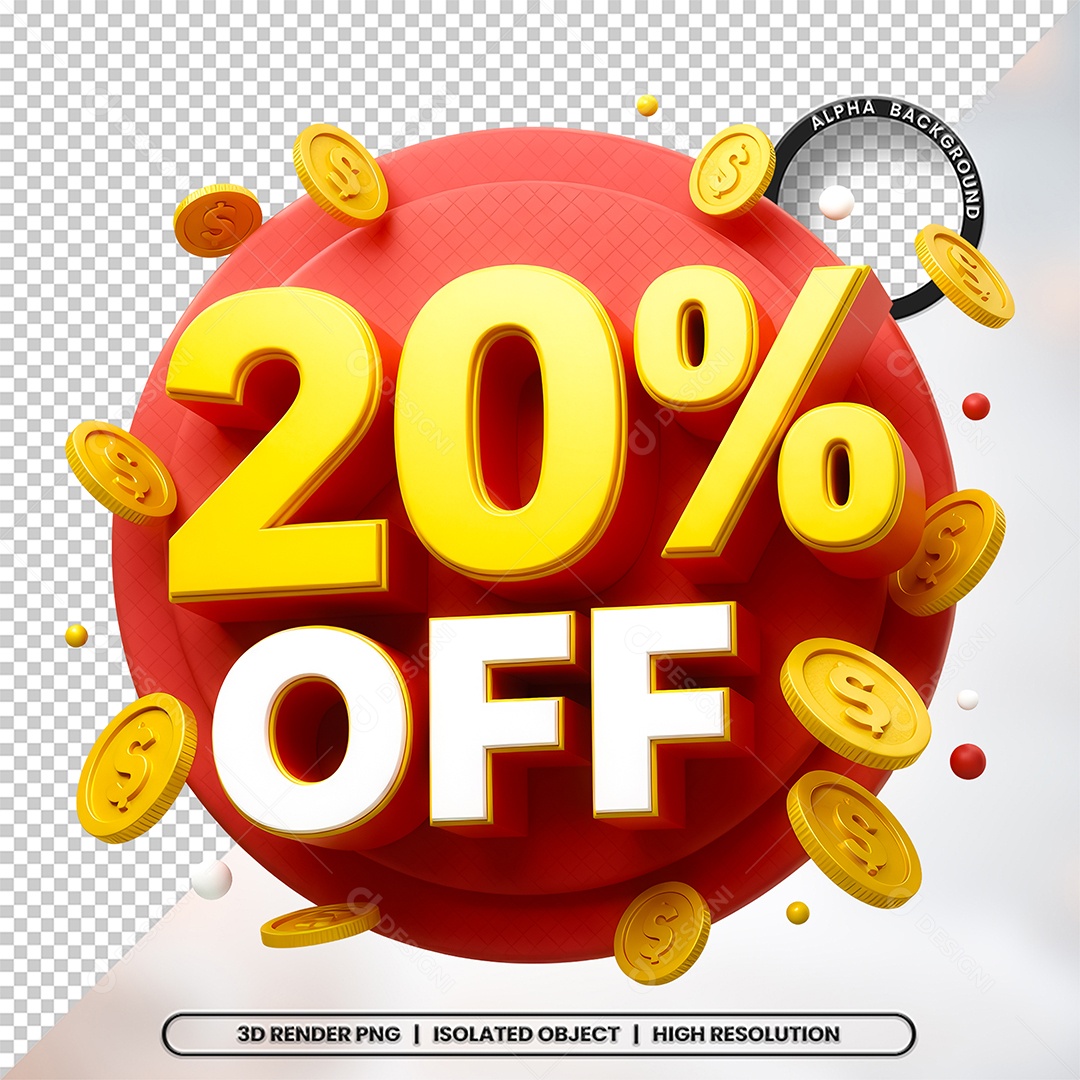 Elemento 3D 20% Off Para Composição PSD