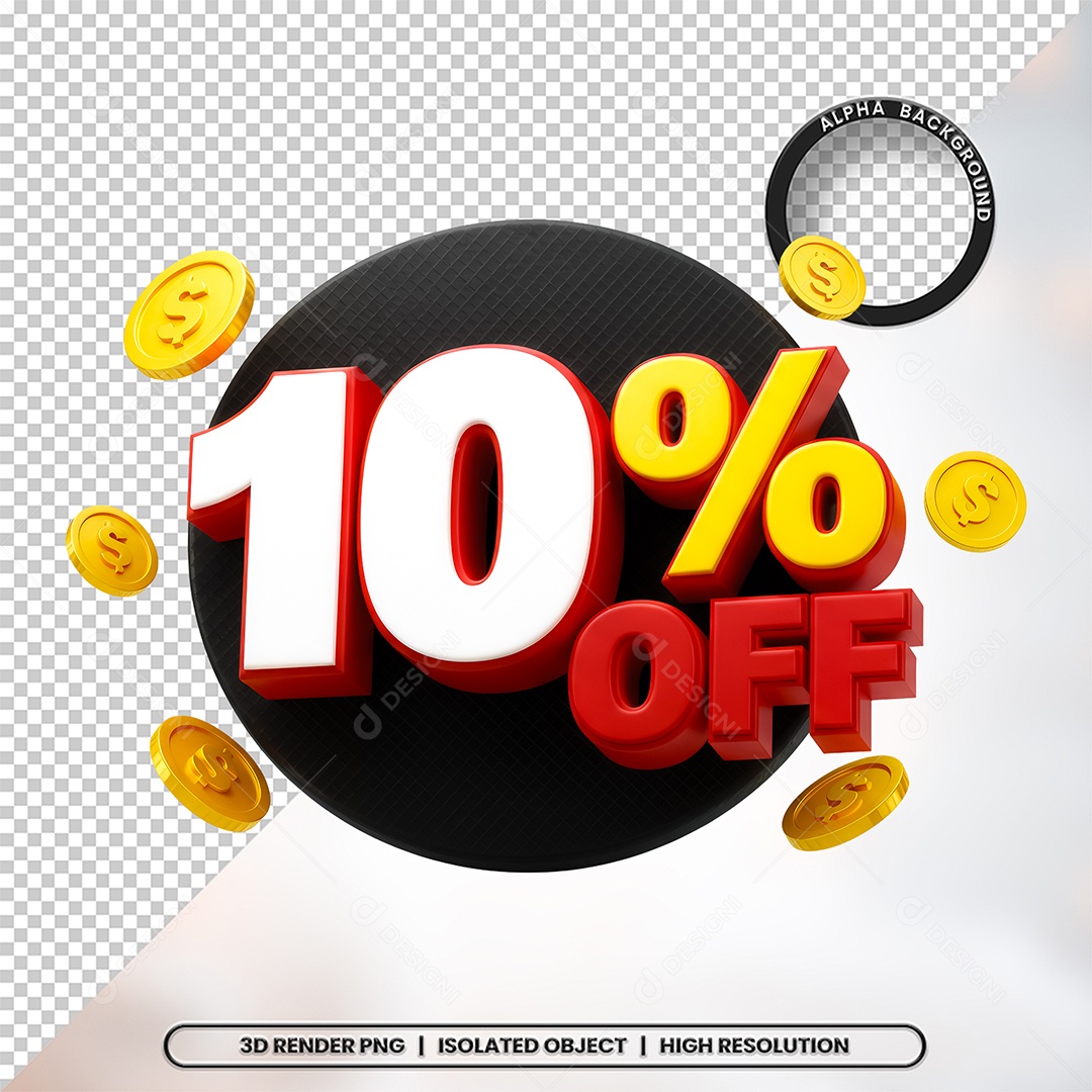 Elemento 3D 10% Off Para Composição PSD