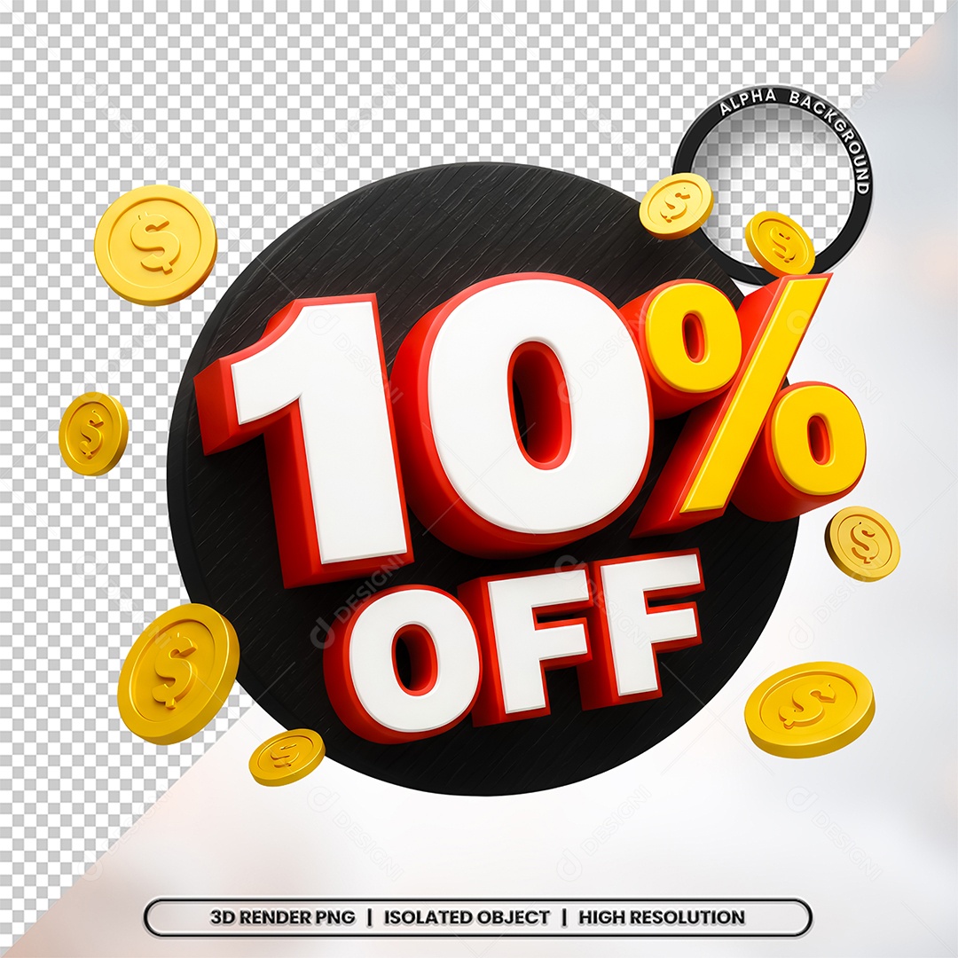 Elemento 3D 10% Off Para Composição PSD