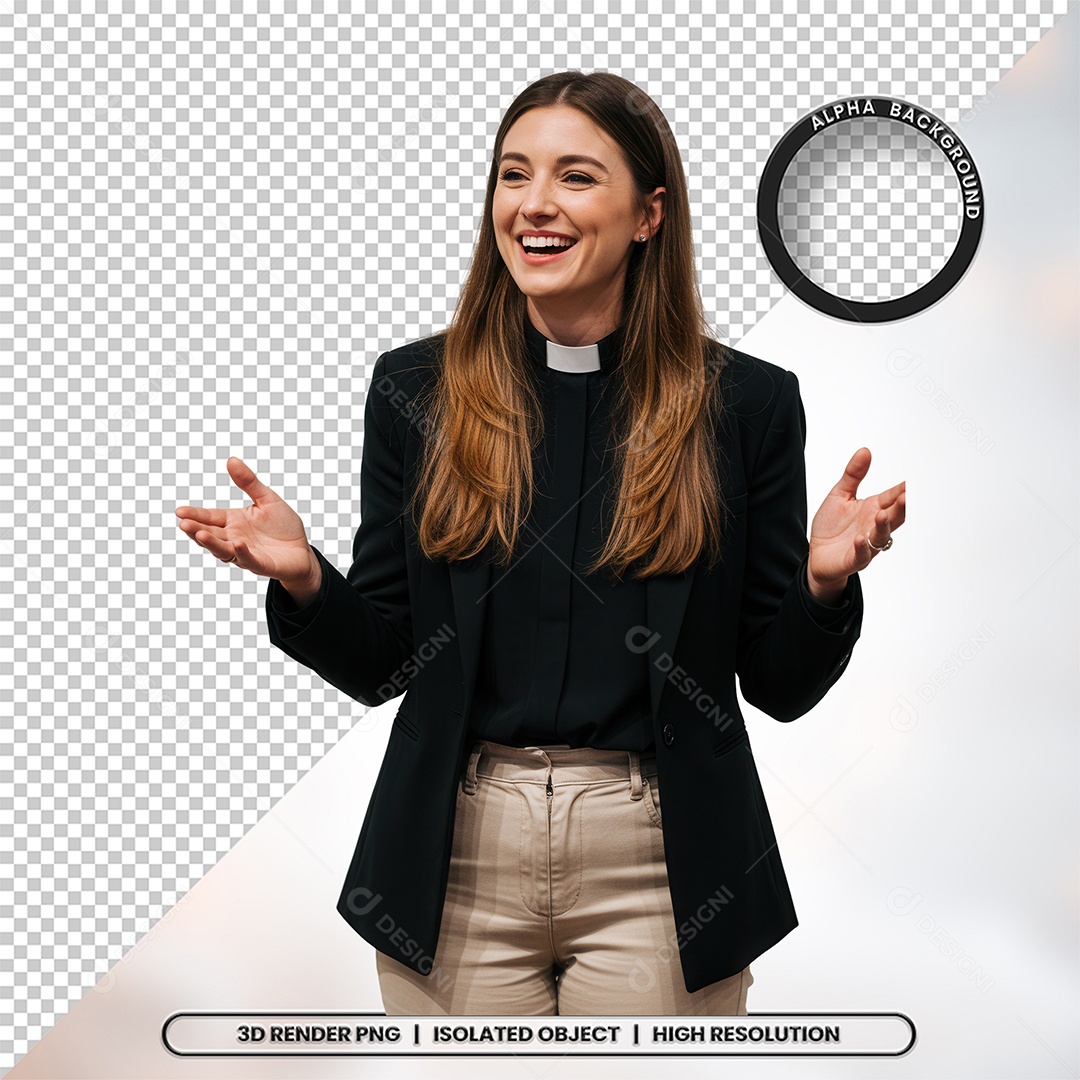 Personagem Pastora de Igreja Para Composição PSD