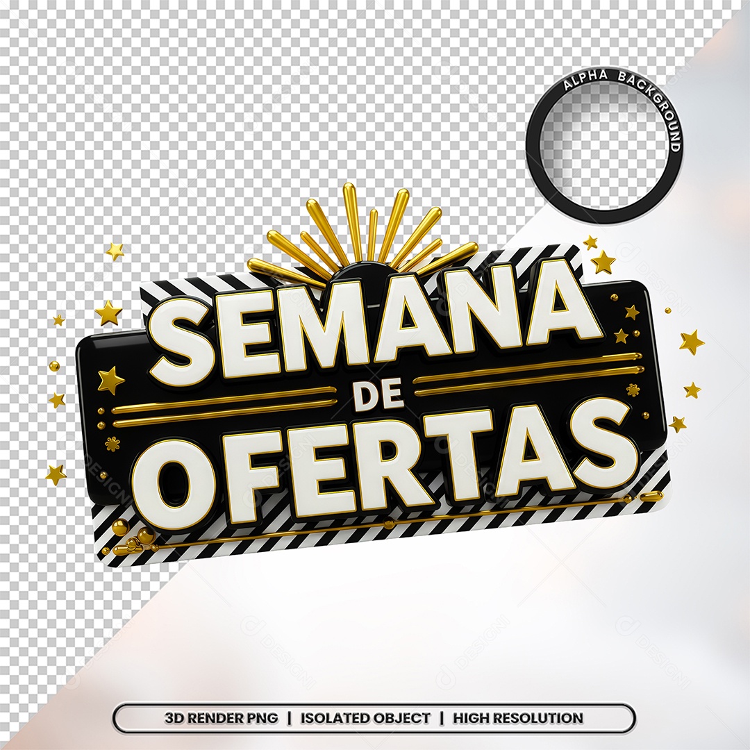 Semana de Ofertas Selo 3D Para Composição PSD