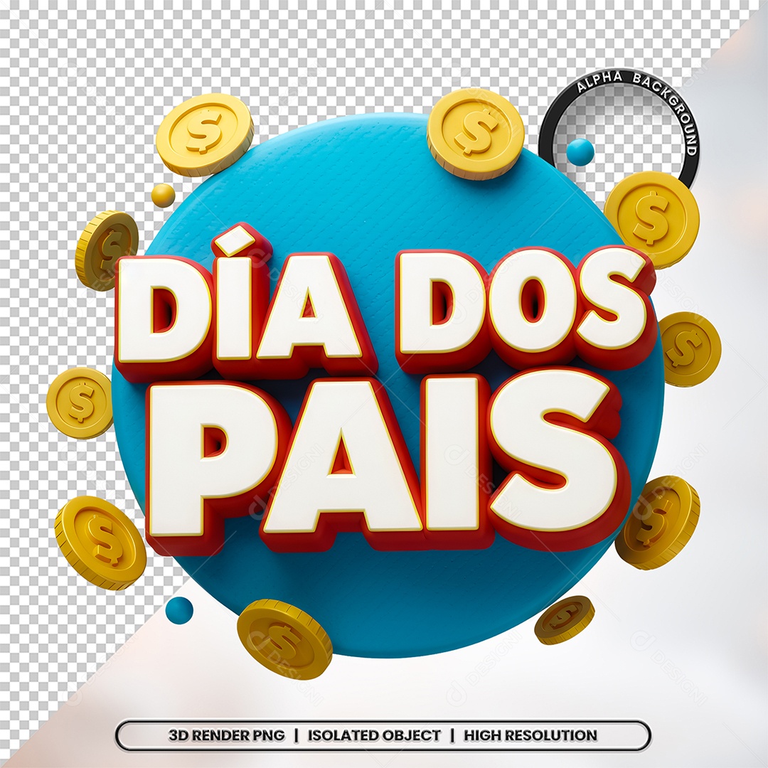 Dia dos Pais Selo 3D Para Composição PSD