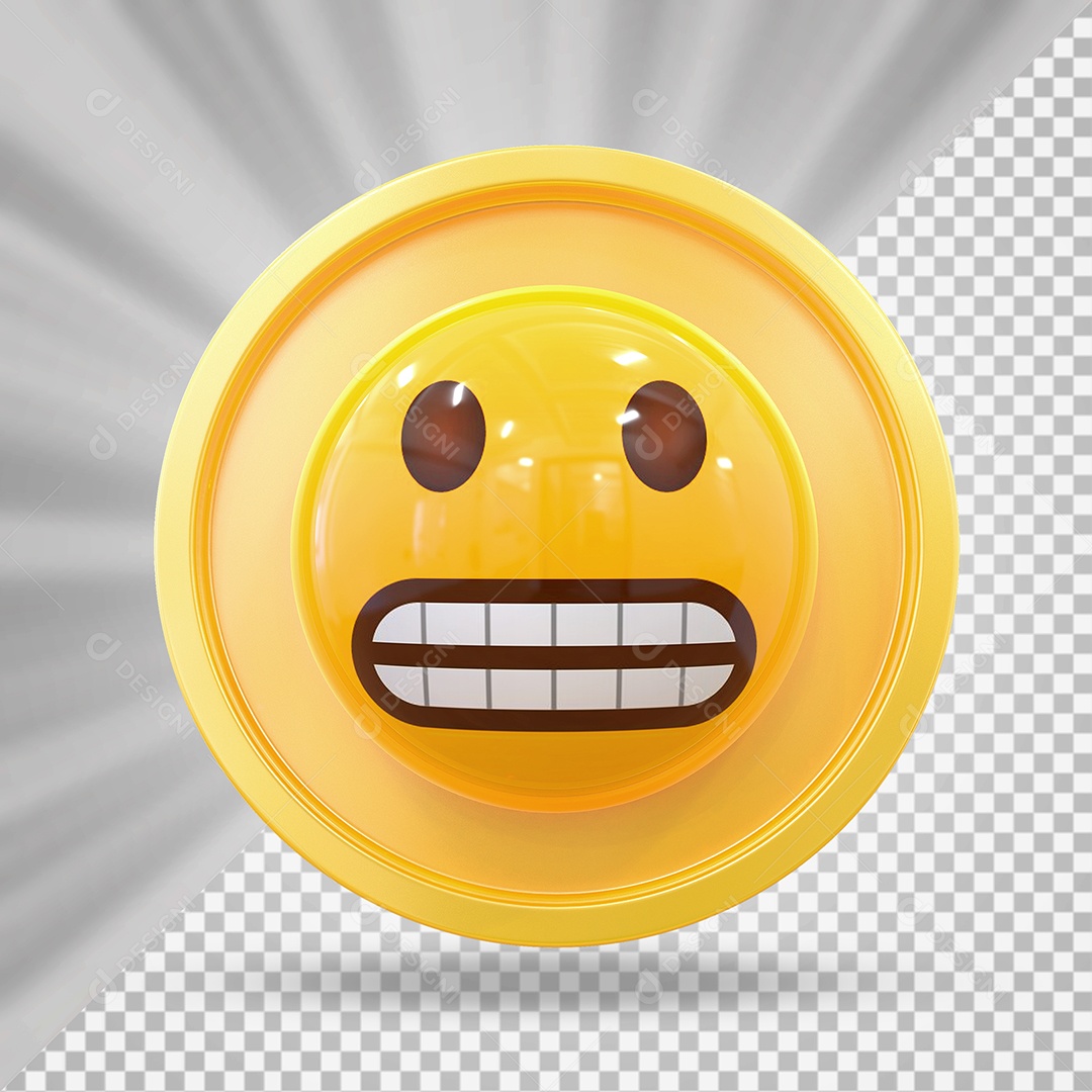 Elemento 3D Botão de Emoji Apreensivo Para Composição PSD