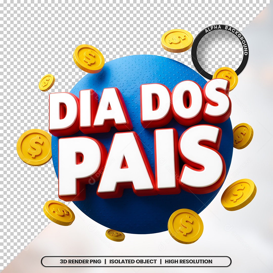Dia dos Pais Selo 3D Para Composição PSD