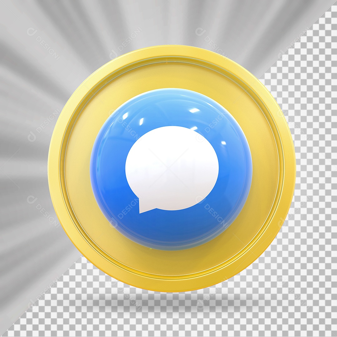 Elemento 3D Botão de Emoji de Mensagem Para Composição PSD