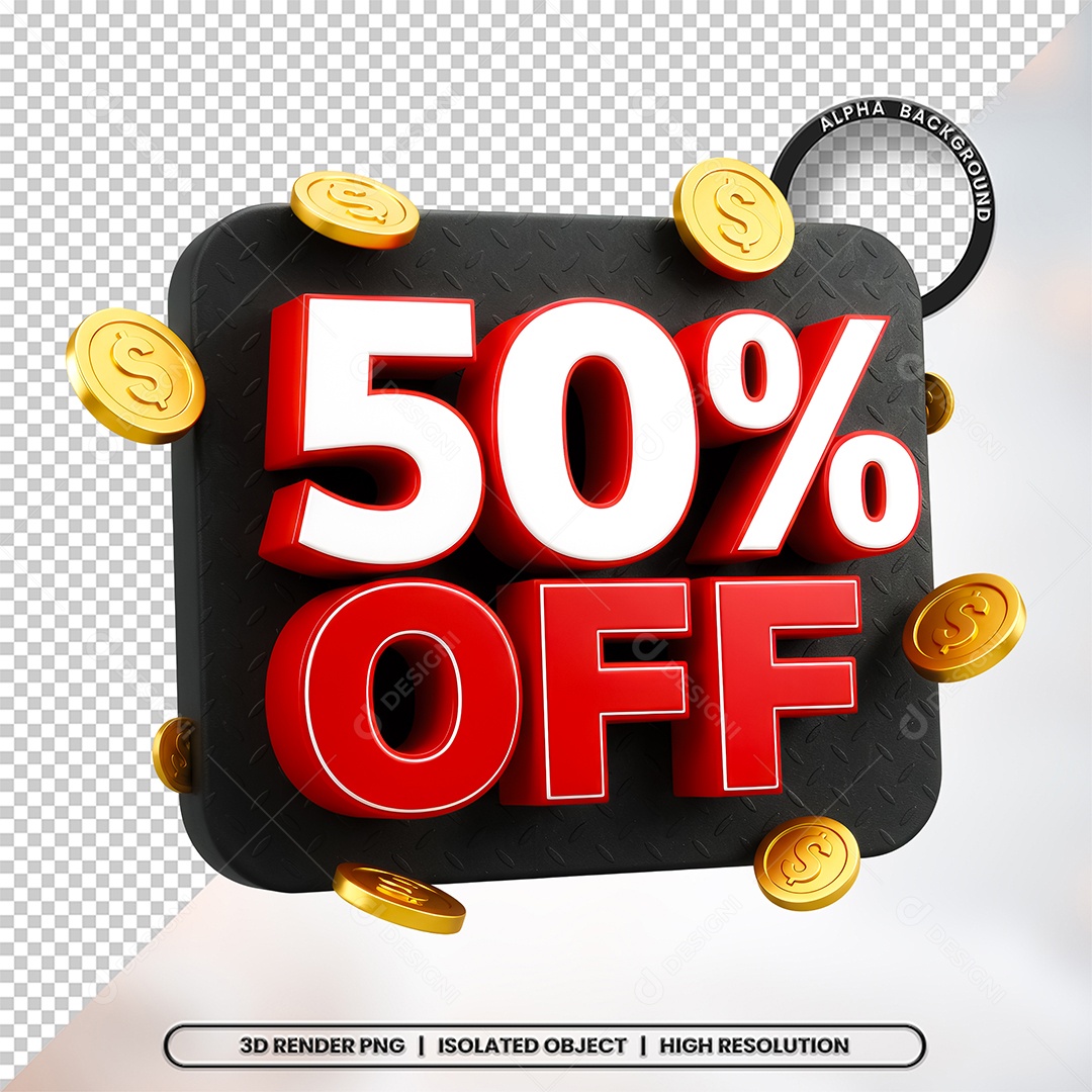 Elemento 3D 50% Off Para Composição PSD