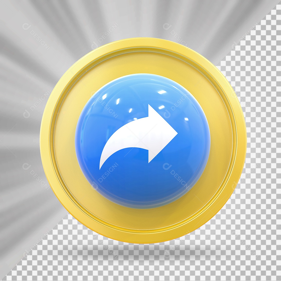 Elemento 3D Botão de Emoji De Seta Para Composição PSD