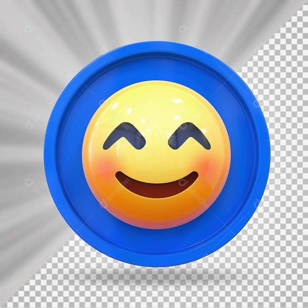 Elemento 3D Botão de Emoji Feliz Para Composição PSD
