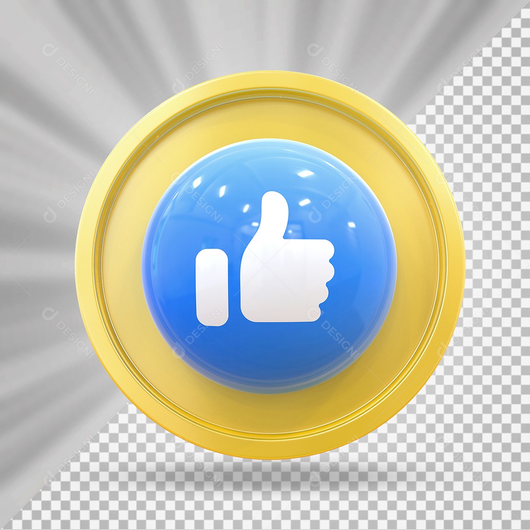 Elemento 3D Botão de Emoji Like Para Composição PSD