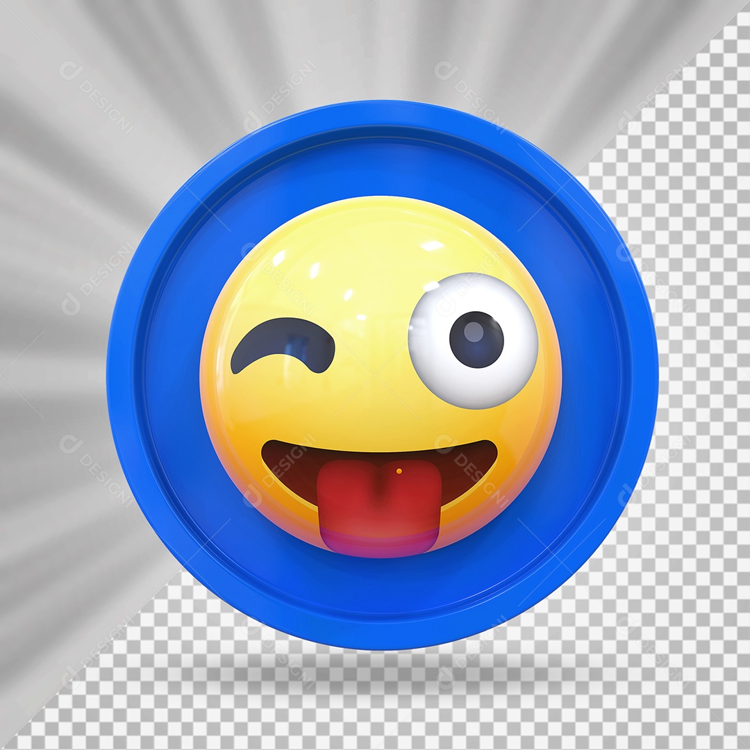 Elemento 3D Botão de Emoji Louco Para Composição PSD