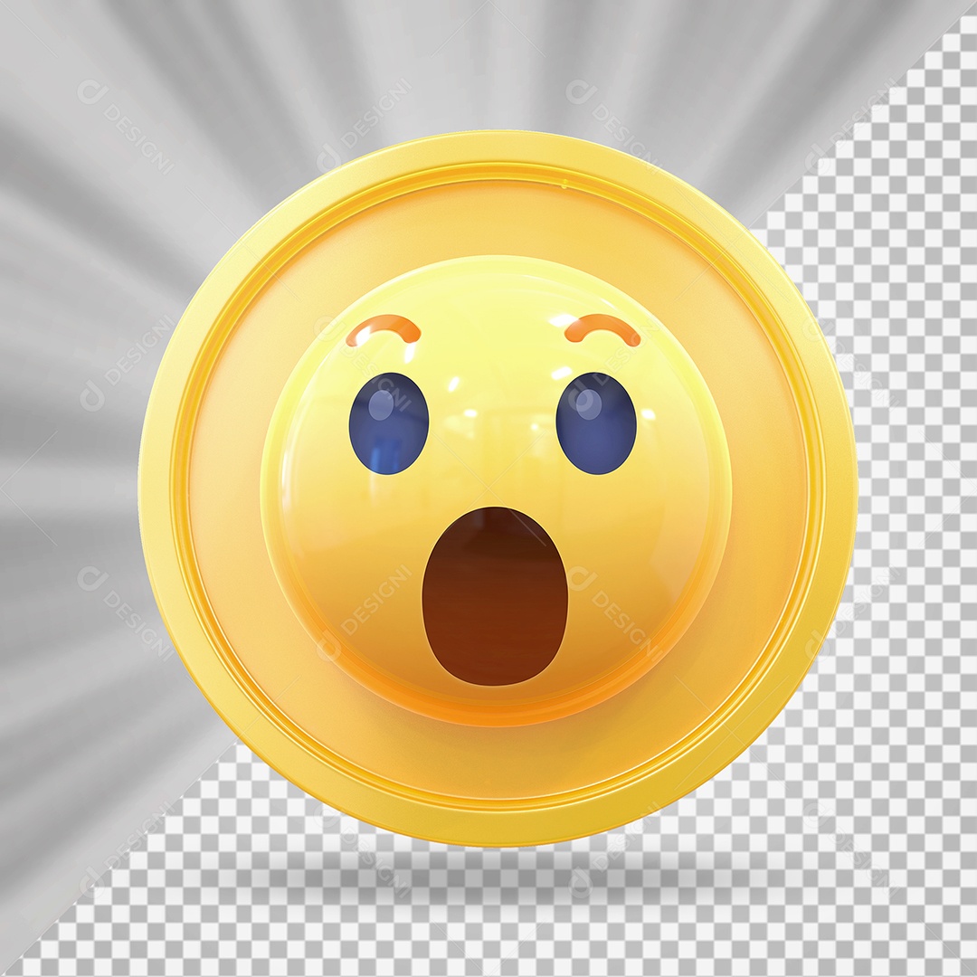Elemento 3D Botão de Emoji Surpreso Para Composição PSD