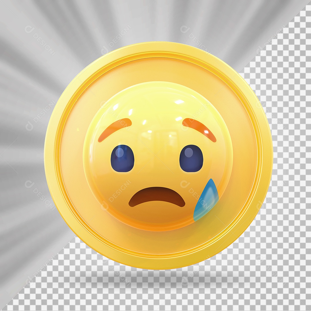 Elemento 3D Botão de Emoji Triste Para Composição PSD