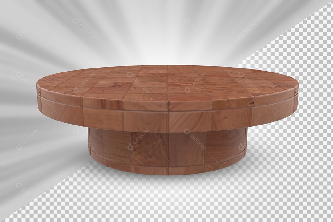 Elemento 3D Podium de Madeira Para Composição PSD