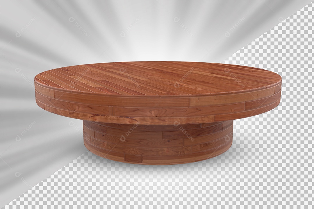 Elemento 3D Podium de Madeira Para Composição PSD