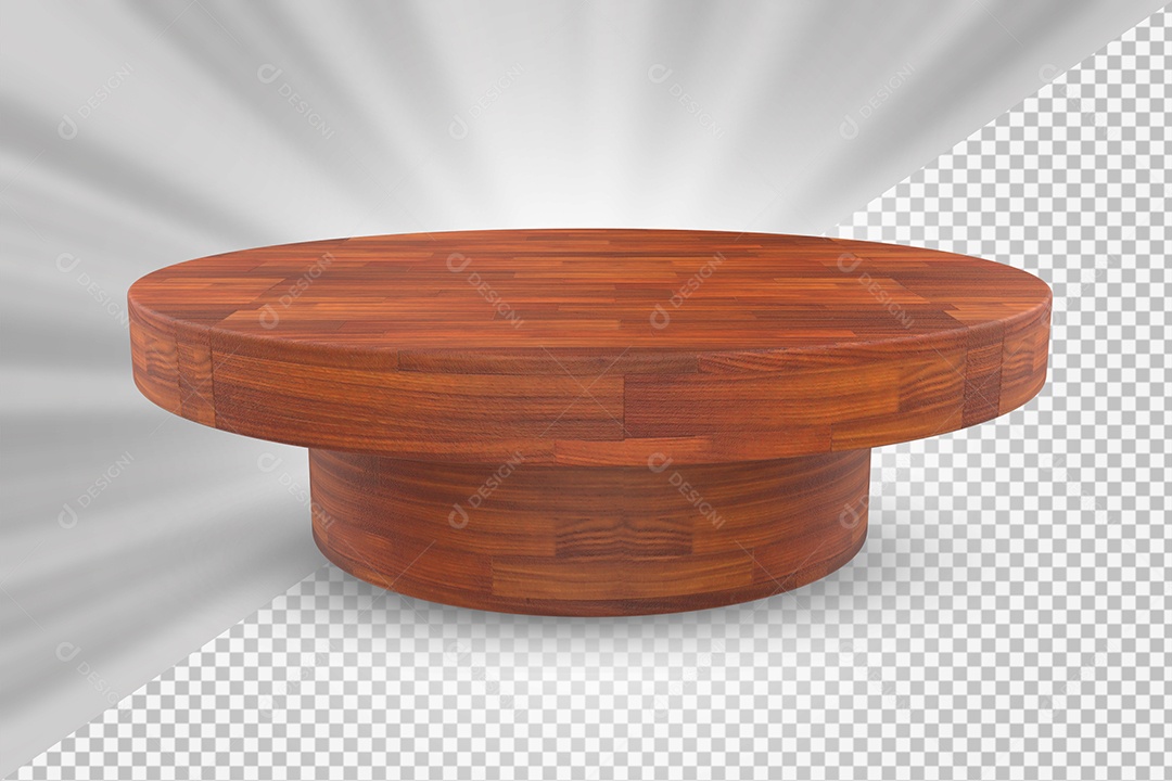 Elemento 3D Podium de Madeira Para Composição PSD