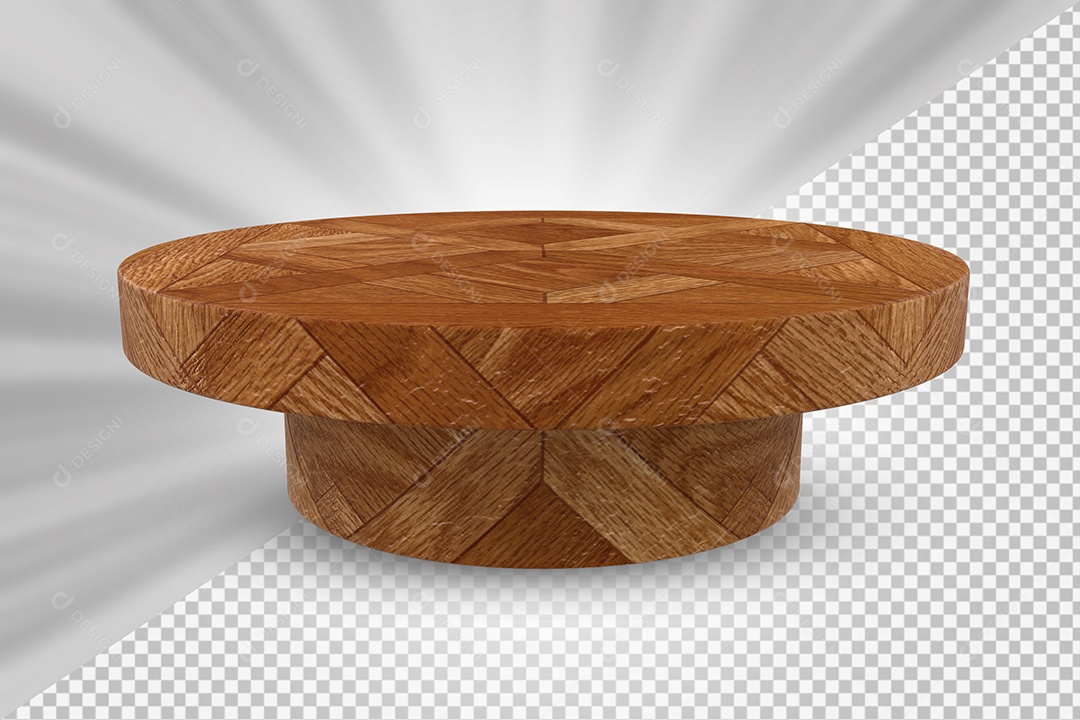 Elemento 3D Podium de Madeira Para Composição PSD