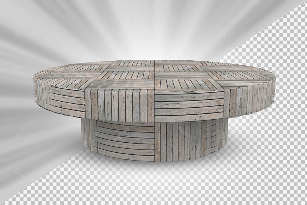 Elemento 3D Podium de Madeira Para Composição PSD