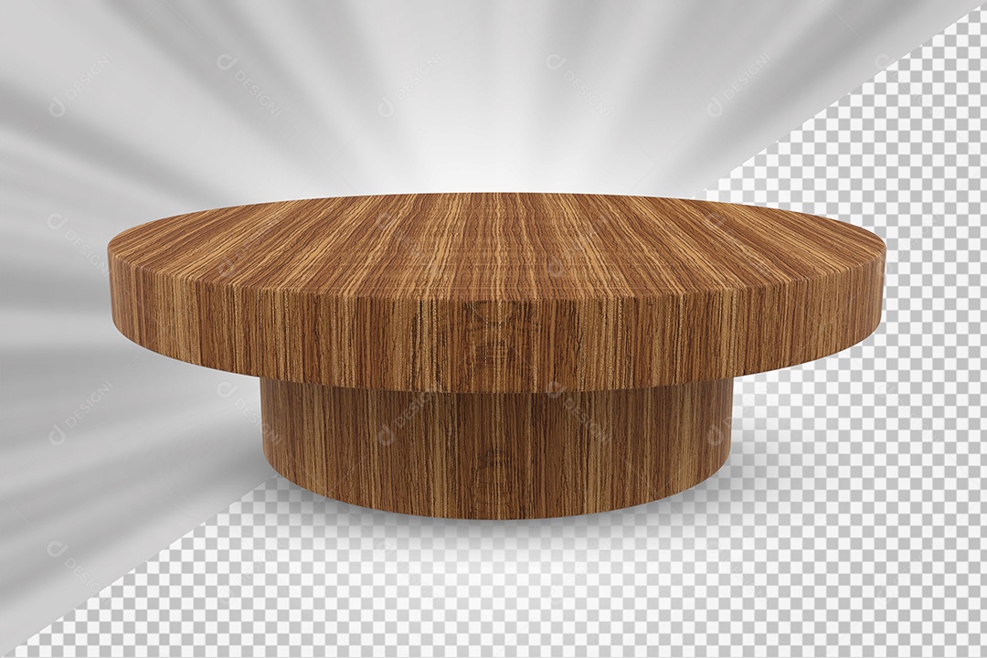 Elemento 3D Podium de Madeira Para Composição PSD
