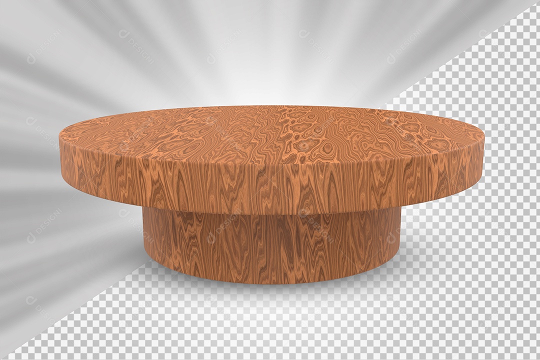 Elemento 3D Podium de Madeira Para Composição PSD