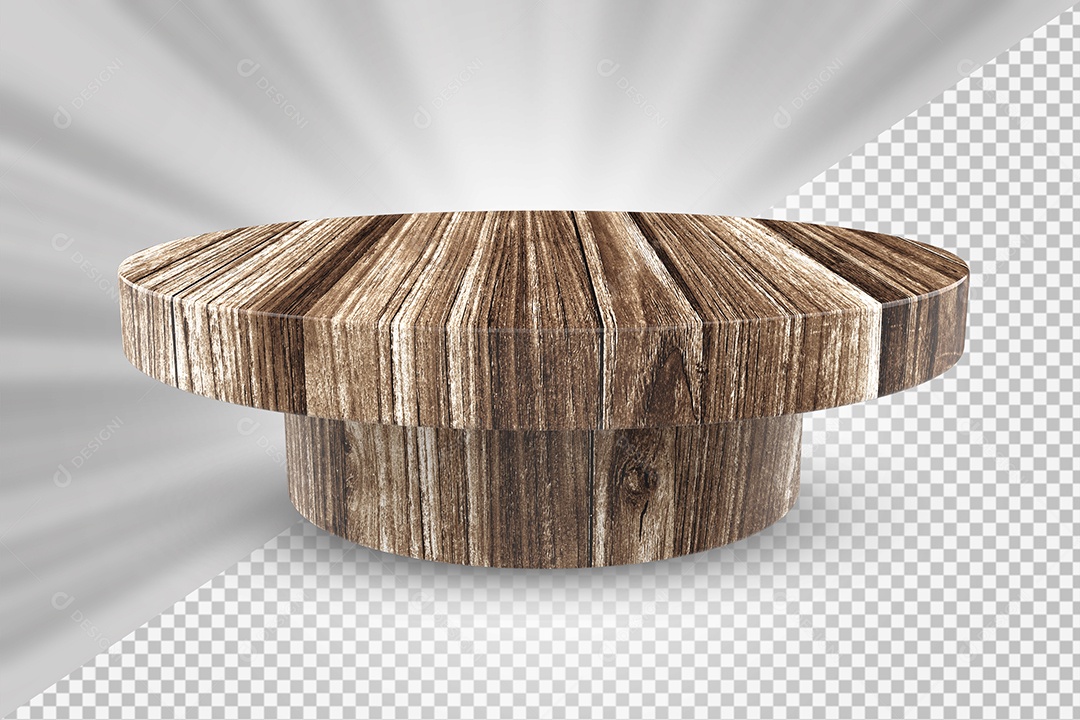 Elemento 3D Podium de Madeira Para Composição PSD