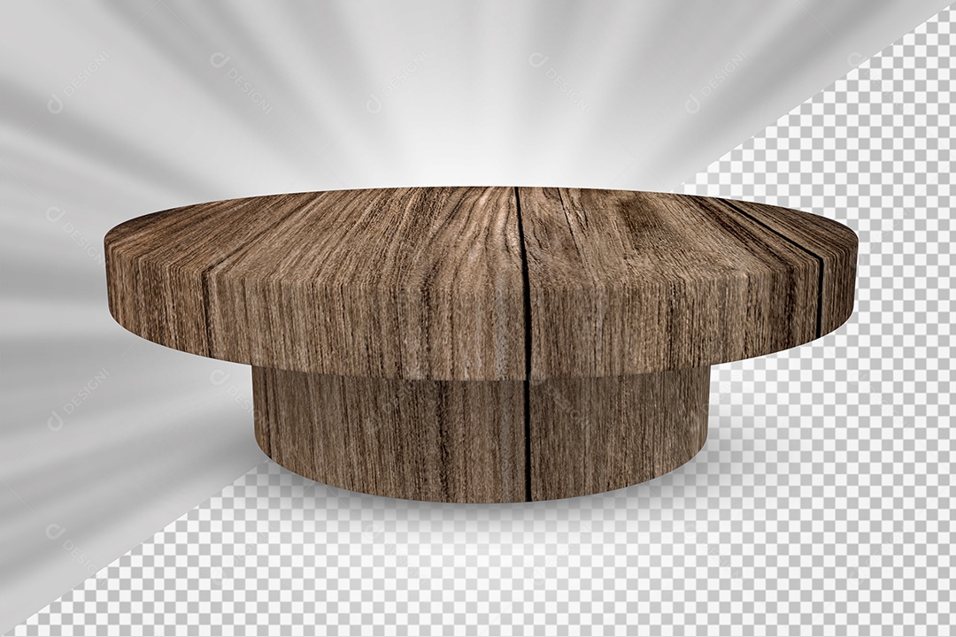 Elemento 3D Podium de Madeira Para Composição PSD