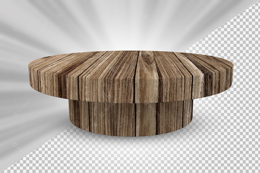 Elemento 3D Podium de Madeira Para Composição PSD