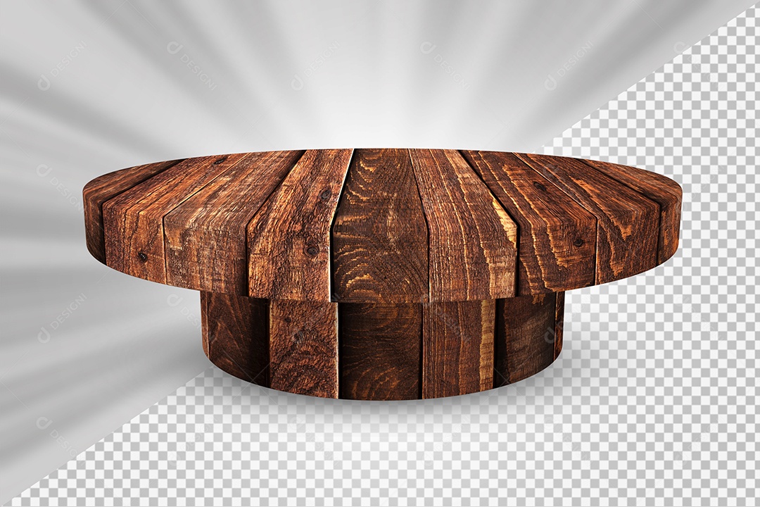 Elemento 3D Podium de Madeira Para Composição PSD