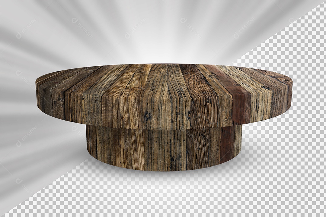 Elemento 3D Podium de Madeira Para Composição PSD