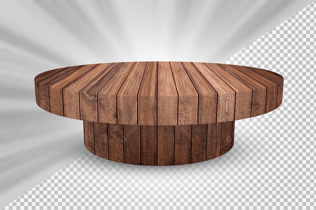 Elemento 3D Podium de Madeira Para Composição PSD
