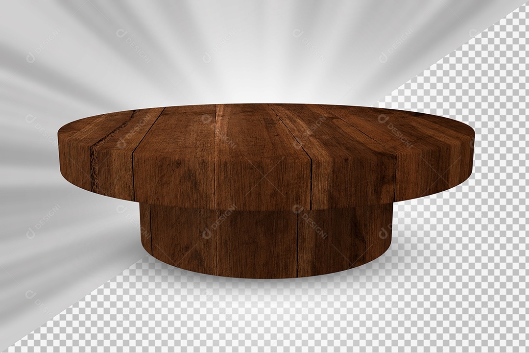 Elemento 3D Podium de Madeira Para Composição PSD