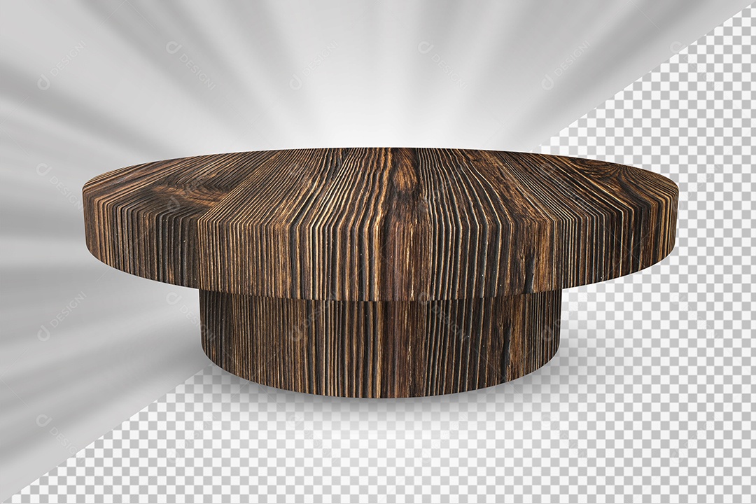 Elemento 3D Podium de Madeira Para Composição PSD