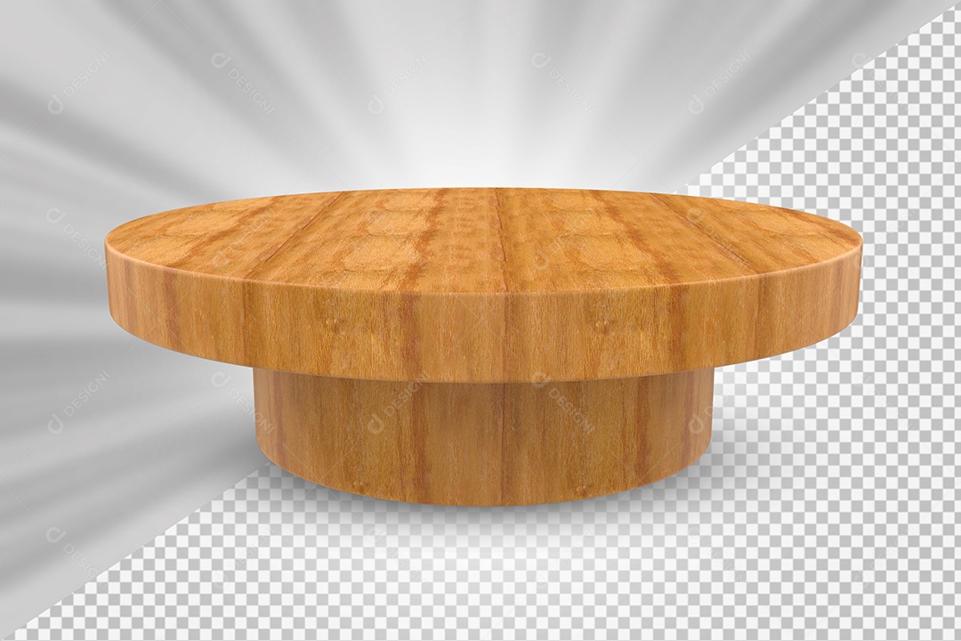 Elemento 3D Podium de Madeira Para Composição PSD