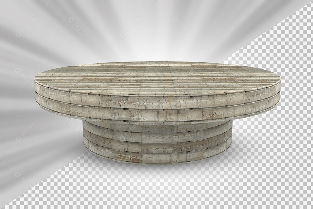 Elemento 3D Podium de Madeira Para Composição PSD