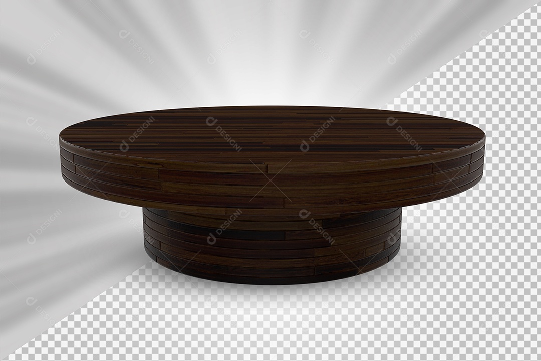 Elemento 3D Podium de Madeira Para Composição PSD