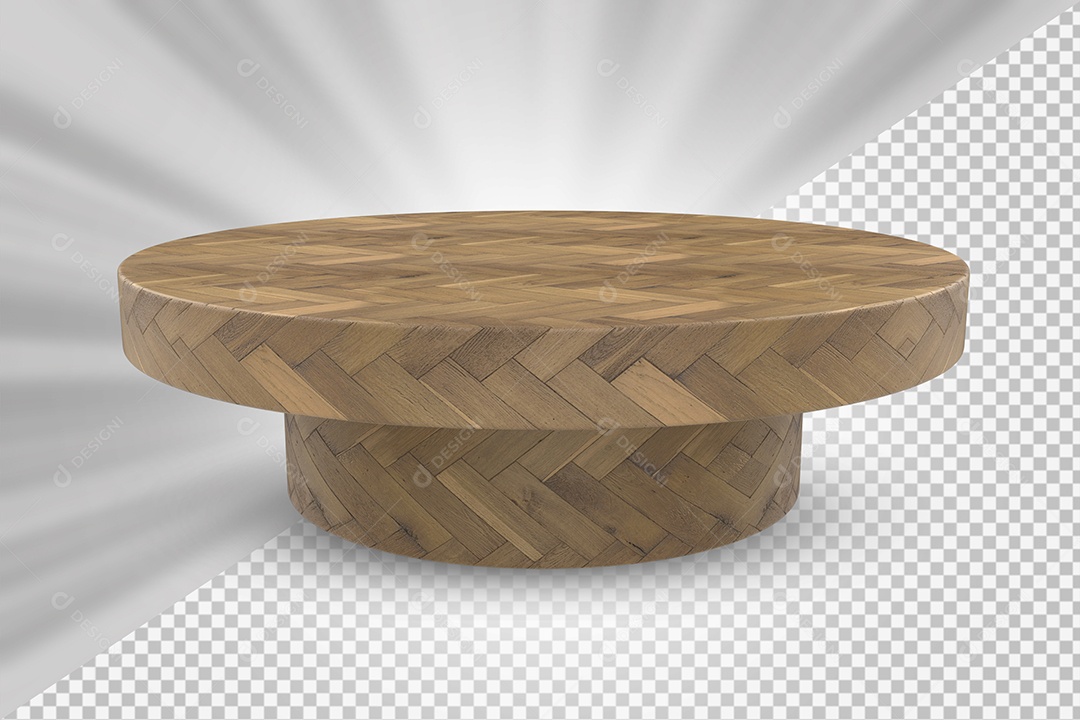 Elemento 3D Podium de Madeira Para Composição PSD