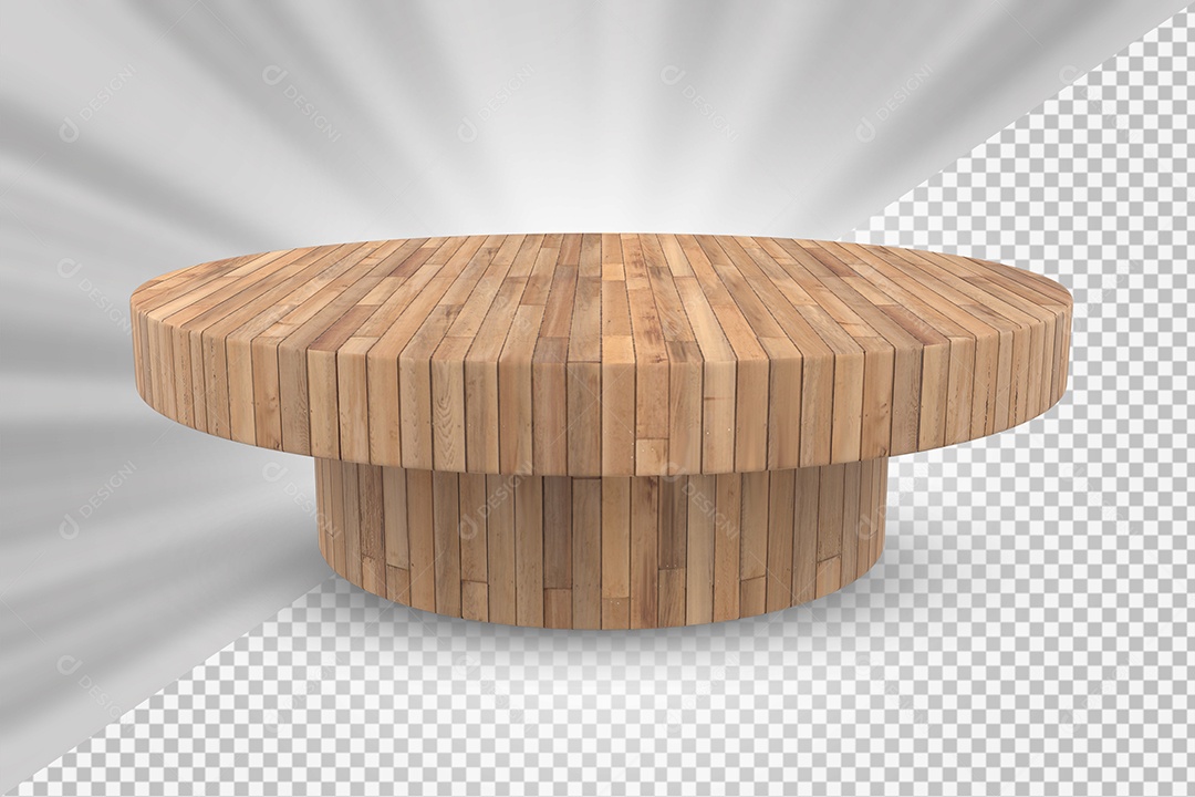Elemento 3D Podium de Madeira Para Composição PSD